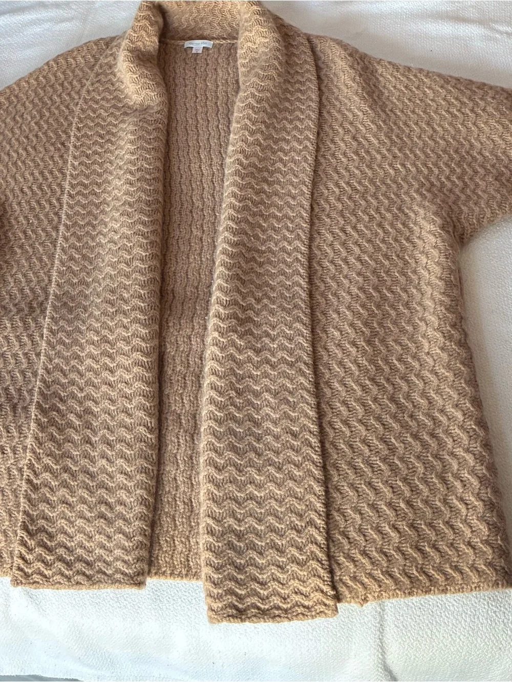 Garnet Hill 100% Cashmere Cozy Textured Open-Front Cardigan - Camel